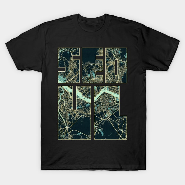 Seoul, South Korea City Map Typography - Summer T-Shirt by deMAP Studio